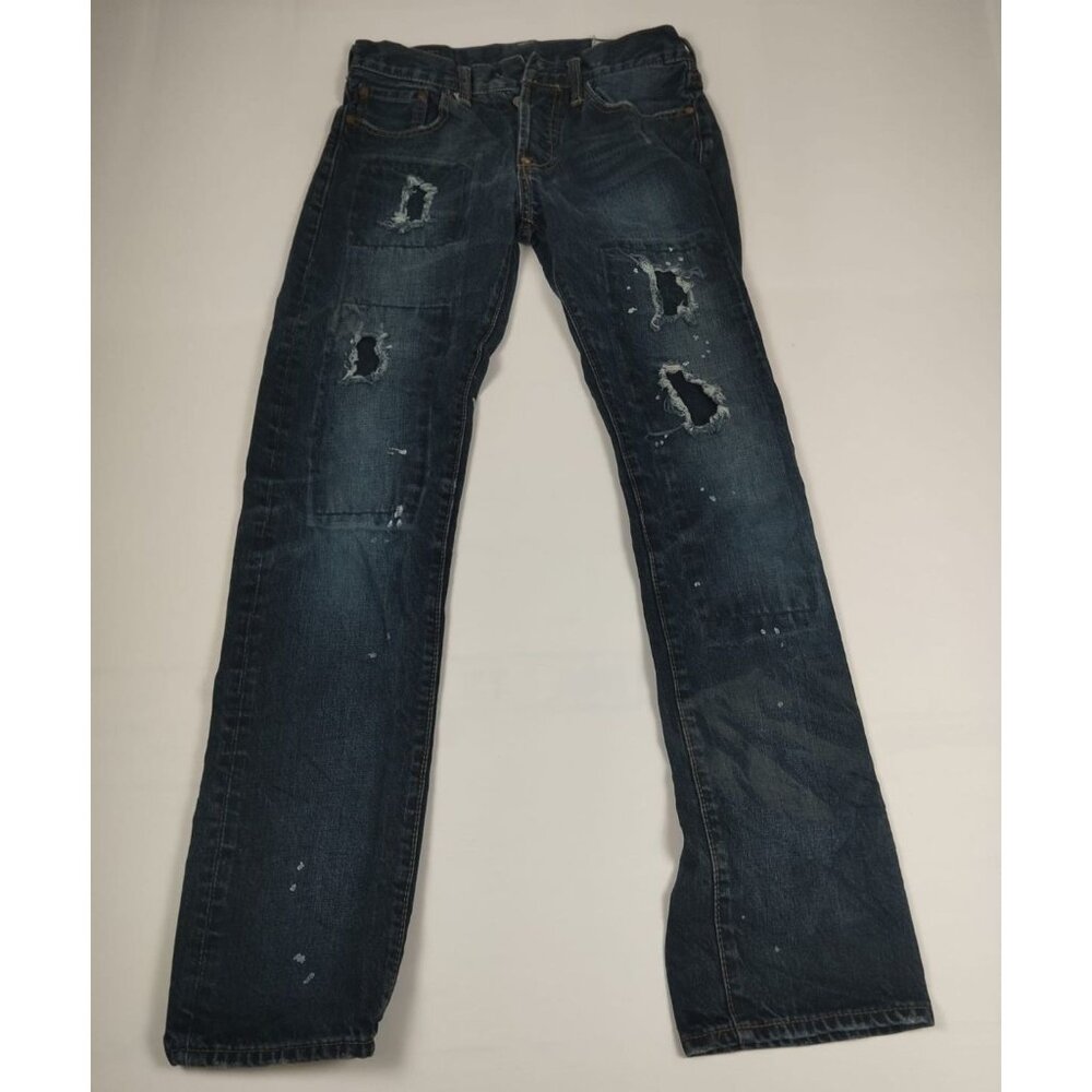 Evisu Men 28x32 Custom Made No 3 Distressed Selvedge Denim Jeans Paint